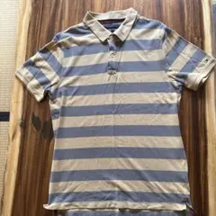 TOMMYHILFIGERメンズストライプ ポロシャツ ベージュ グレー