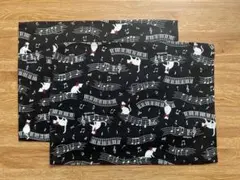 音符と猫柄 ランチョンマット 2枚セット 30cm×40cm