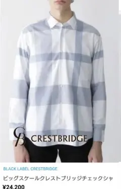 usedクリーニング戻り品クレストブリッジビッグスケールコットンシャツM白×青