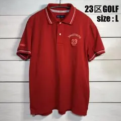 23区GOLF ポロシャツ レッド Lサイズ 半袖 ゴルフウェア 赤 刺繍ロゴのサムネイル