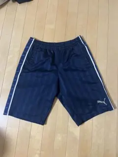 PUMA ジャージハーフパンツ ネイビー L 日本製 サイドロゴ スポーツ