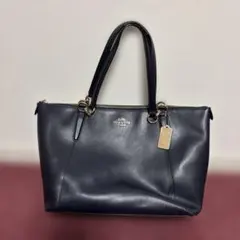 COACH ネイビー レザートートバッグ