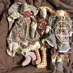 布製動物キャラクター人形セット(アンティーク調)全長約５０センチ