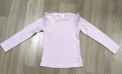 mezzo piano 薄紫 フリル付き長袖カットソー 130センチ