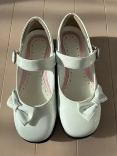 TOPVALU トップバリュ リボン付き ホワイトフォーマルシューズ19.5cm