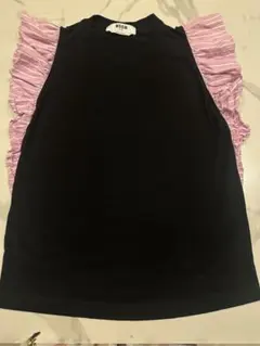 MSGM ノースリーブ ボーダー フリンジ カットソー - メルカリ