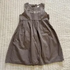 110cm テータテート 刺繍スカラップ ワンピース グレージュ