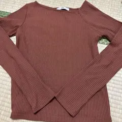 GRL リブカットソー ブラウン L