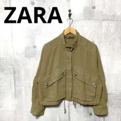 ZARA ザラ レディース リネン混ジャケット ブルゾン S カーキ
