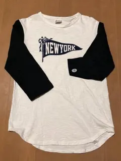 【復刻ランタグ】Champion ラグランベースボールTシャツ 白黒 Mのサムネイル