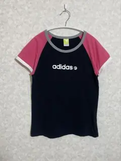 adidas Tシャツ ブラック ピンク Lサイズ
