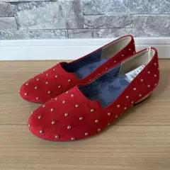 ⭕️neuemarcheスタッズ付き レッド パンプス ローヒール　23.0のサムネイル