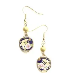 和風　和な花と金魚　提灯フレーム　ピアス