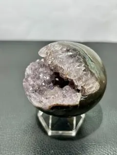 【お値下中】アメジスト　透明 笑口　笑い口 ドーム　56mm 台座付き⑥