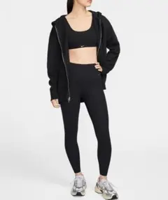 XS 新品 ナイキ ゼンビー タイツ ハイライズ リブ スパッツ レギンス 黒のサムネイル