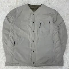美品✨EKAL リバーシブル ダウンジャケット ノーカラー Ｌ ベージュ×カーキ