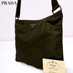 PRADA プラダ ショルダーバッグ 斜め掛け ナイロン 三角ロゴ カーキ系