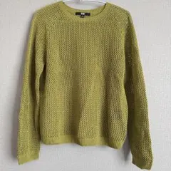 UNIQLO メッシュニット　かぎ編みニット 長袖 グリーン