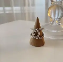 ボールカーブオープンリング シルバー カジュアル きれいめ ビーズ ループ