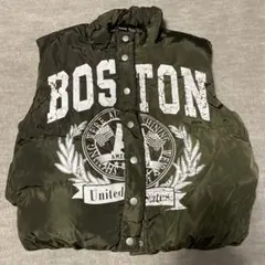 SHEIN BOSTONプリントダウンベスト オリーブグリーン