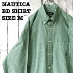 p*い様 ノーティカ NAUTICA 長袖 BDシャツ ギンガムチェック 緑 白