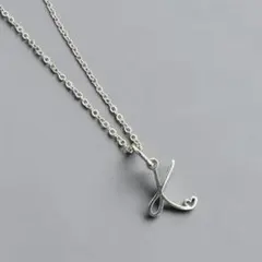 イニシャルネックレス “k” 長さ調整可 スライドボール シルバー 華奢チェーン