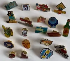 ビンテージピンズコレクション20個セット (アタッチメント付き)