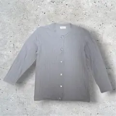 Sezarl リブニット カーディガン グレージュ 七分袖のサムネイル