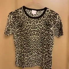 ヒョウ柄ウールニット 半袖