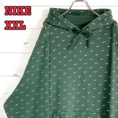 《海外モデル》NIKE☆ナイキ☆XXL☆スウッシュ総柄☆オーバーサイズ☆深緑