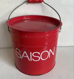 蓋付きバケツ SAISON レッド 赤 昭和レトロ バケツ型収納缶のサムネイル