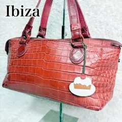 美品】 IBIZA イビサ ハンドバッグ ピンク 象 花 アップリケ チャーム 
