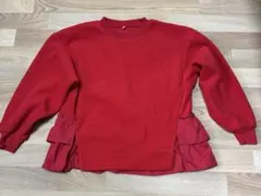 GU レッド フリース 異素材切替 プルオーバー150 赤