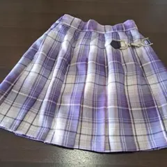 ピンクハント 紫系チェック プリーツスカート