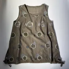 美品✨ 慈雨 ジウ センソユニコ シアー ドット チュニック ジレ カーキ Lのサムネイル