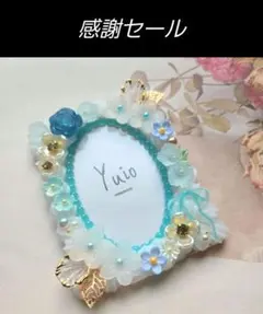 ​白ホイップデコ ⟡ 硬質ケース B8 ターコイズ×水色 お花 トレカケース