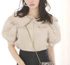 GRL フリルビッグカラーブラウス 半袖