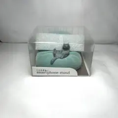 猫のフィギュア付きスマホスタンド ミントグリーン