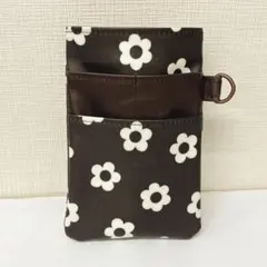 【人気】ラミネート生地☆ナースポケット☆オーガナイザー☆花柄♪茶色