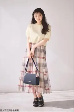 最終価格　新品タグ付【美人百花コラボ】クレストブリッジチェックチュールワンピース