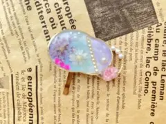 ハンドメイド　押し花とパールのポニーフック