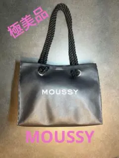 【美品】MOUSSY ロゴトートバッグ ブラック 大容量 ロープハンドル