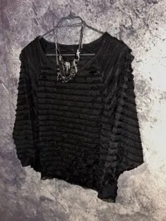 Y2K Black archive punk grunge ダメージ　ボーダー