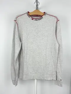 新品 トミーヒルフィガースウェット トレーナー ネックロゴ グレー M N62