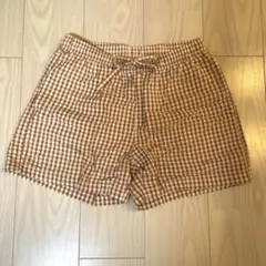ユニクロ　コットンリラコ　シアサッカー　ギンガムチェック　ショート　Mサイズ