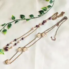 ネックレス　パールモチーフ　ゴールドカラー