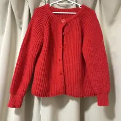 レッド ニットカーディガン