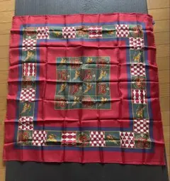 【Burberry】シルク製 赤い スカーフ 約85cm x 85cm