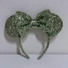 ディズニー カチューシャ ミニー スパンコール 緑 タグ無し
