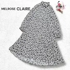 【メルローズクレール】総柄　花柄　長袖シャツA ラインワンピース　大人　素敵　F